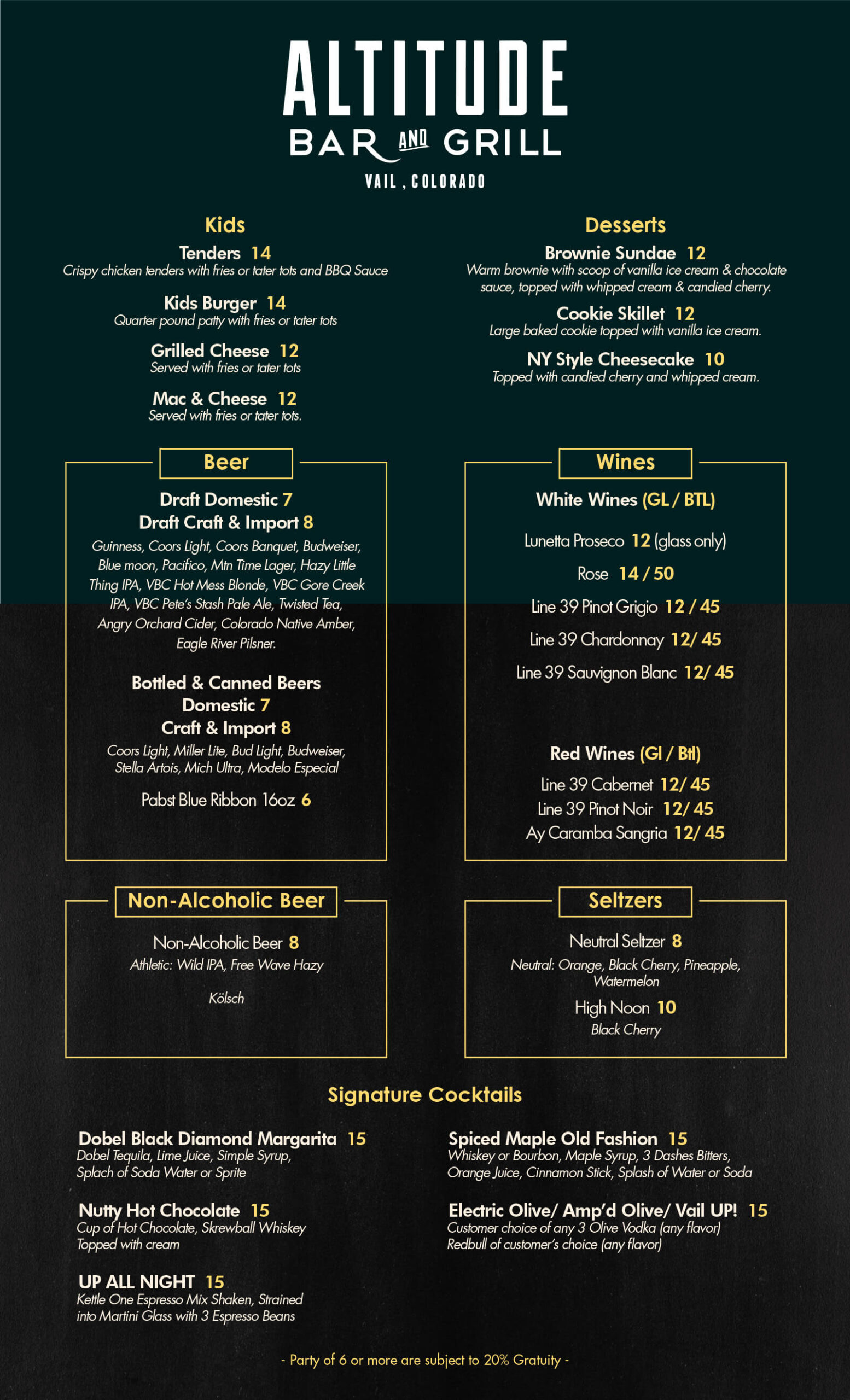 Altitude Bar Menus 2025-2